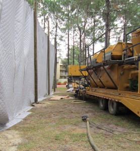 Sound blankets near drilling equipment