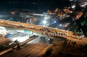 overpass construction blankets to control noise