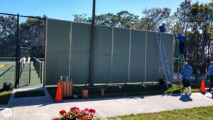 Sound Blankets being installed on Pickleball Court